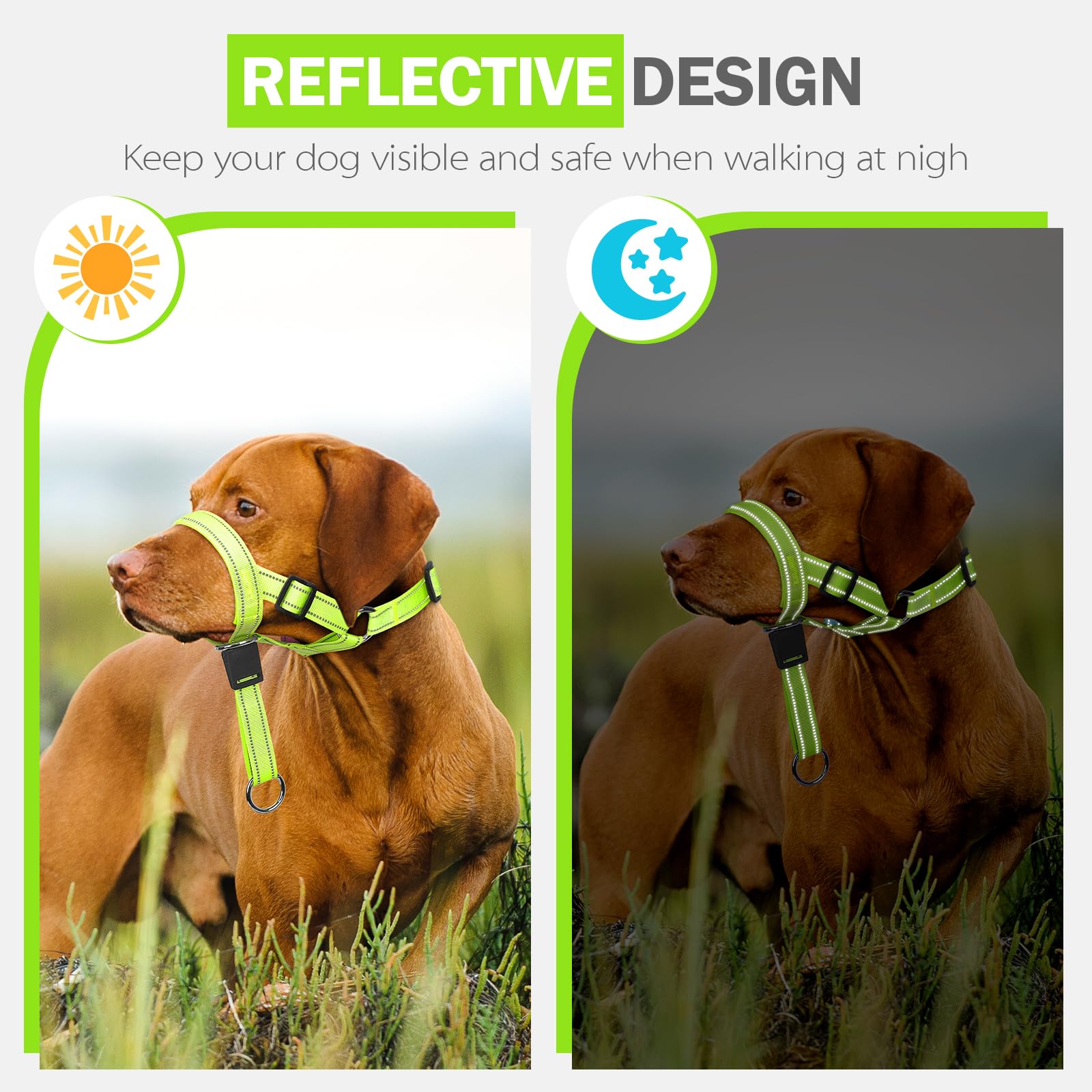 Weesiber collar cabeza perro ajuste rápido para talla personal