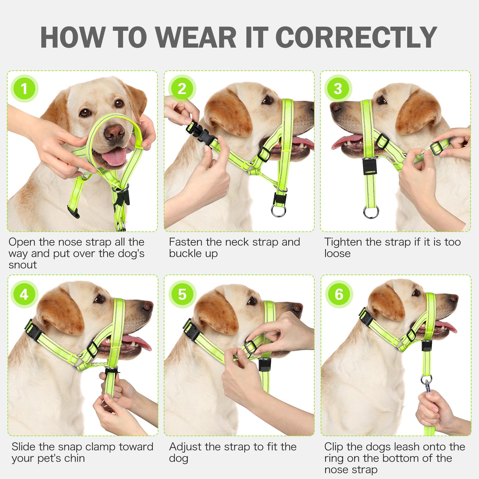 Weesiber collar cabeza perro con almohadilla de nariz para mayor confort
