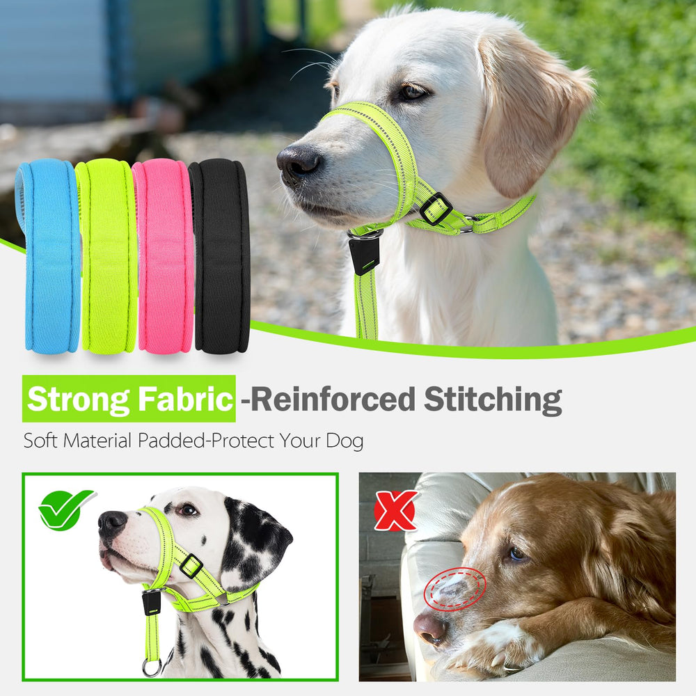 Weesiber collar cabeza perro con bandas reflectivas para visibilidad nocturna