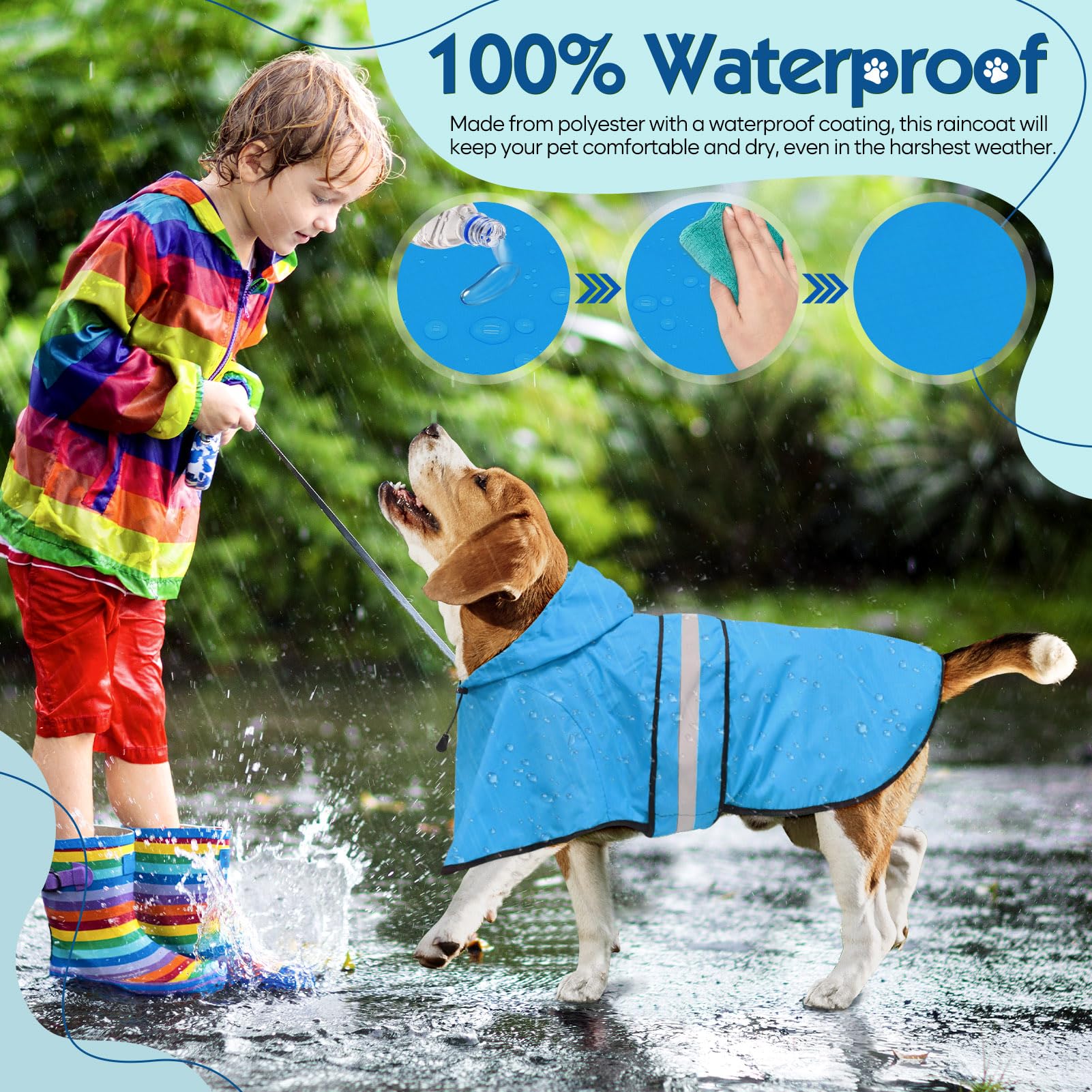 Weesiber diseño moderno de chaqueta para perro, destacará en días lluviosos.