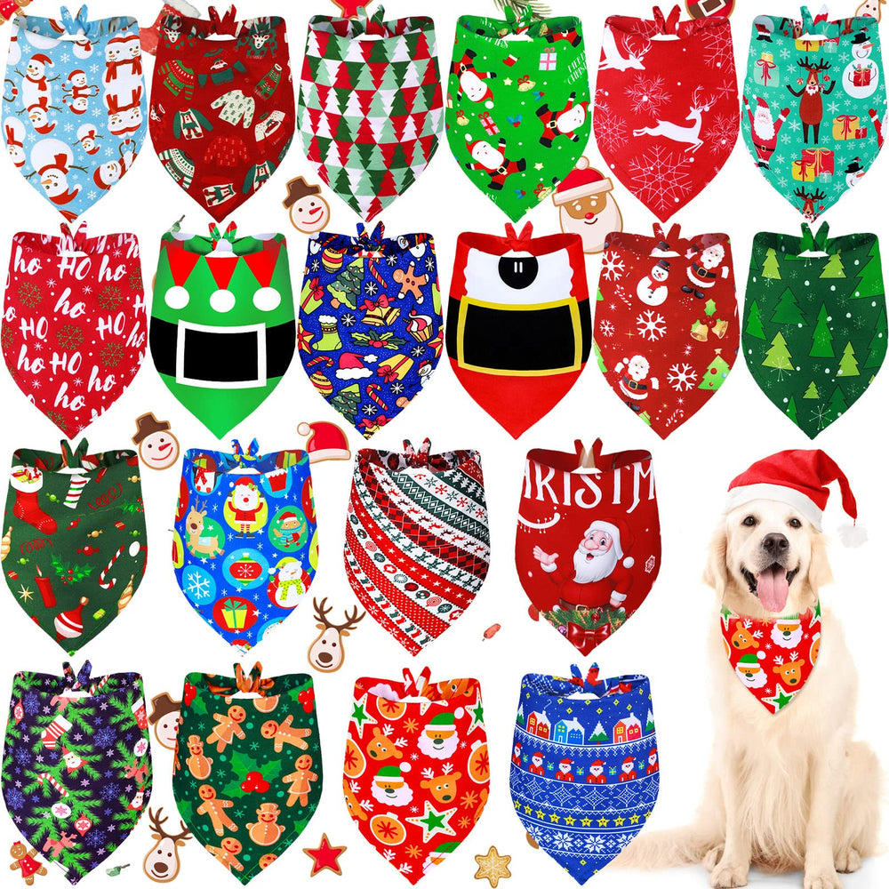 Bandanas navideñas Weewooday para perro en conjunto festivo.