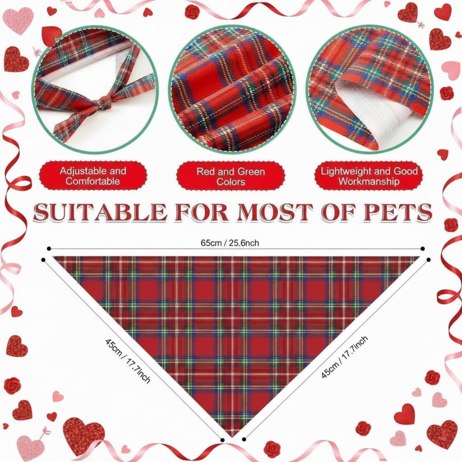 Bandanas Weewooday para perro, diseño a cuadros mixto, combina con otros accesorios.