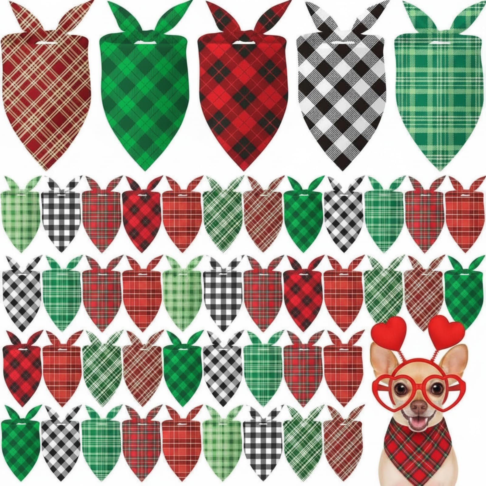 Bandanas Weewooday para perro, diseño rojo a cuadros para San Valentín, ideal para fotos.