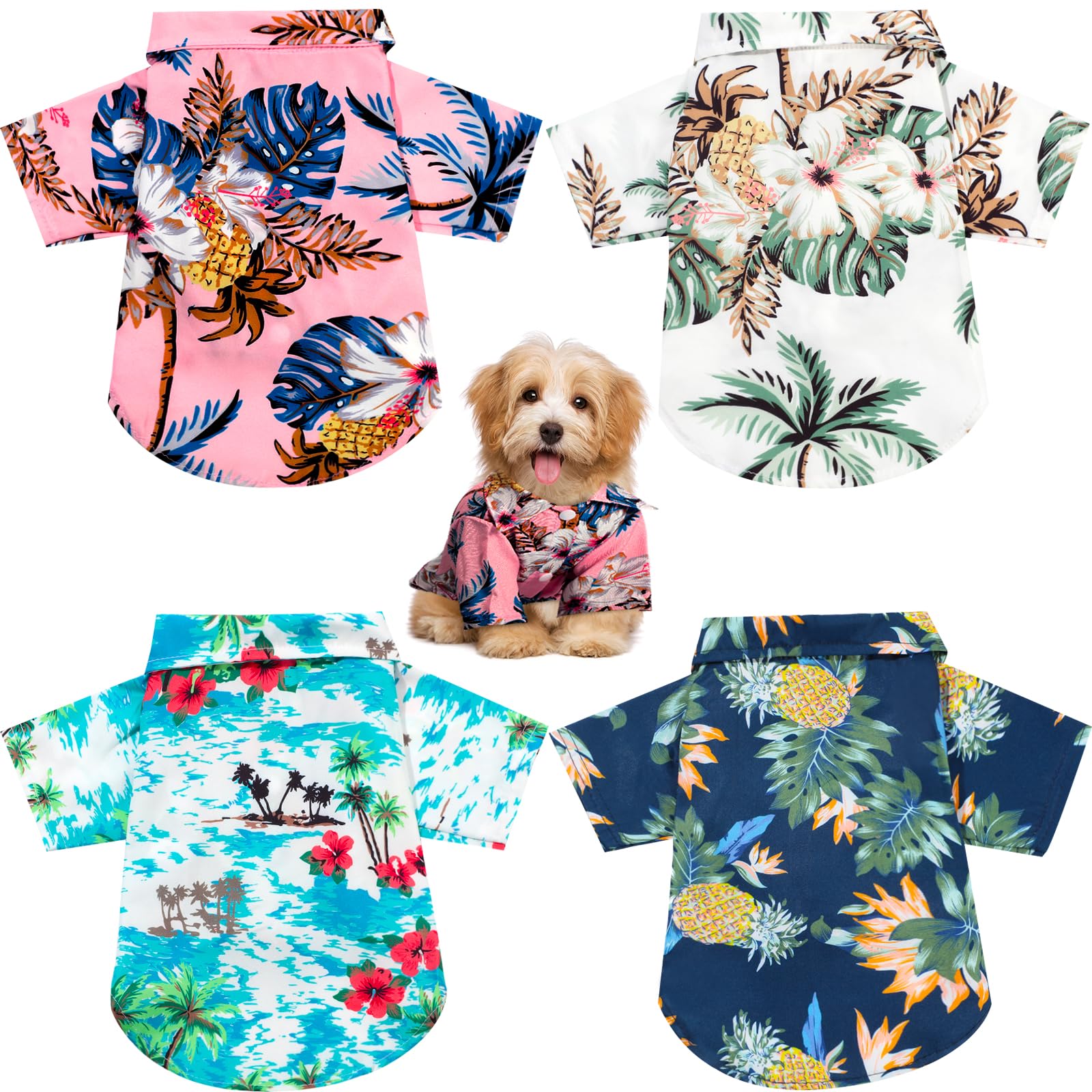 Weewooday camiseta para perro hawaiano floral, ideal para paseos veraniegos.