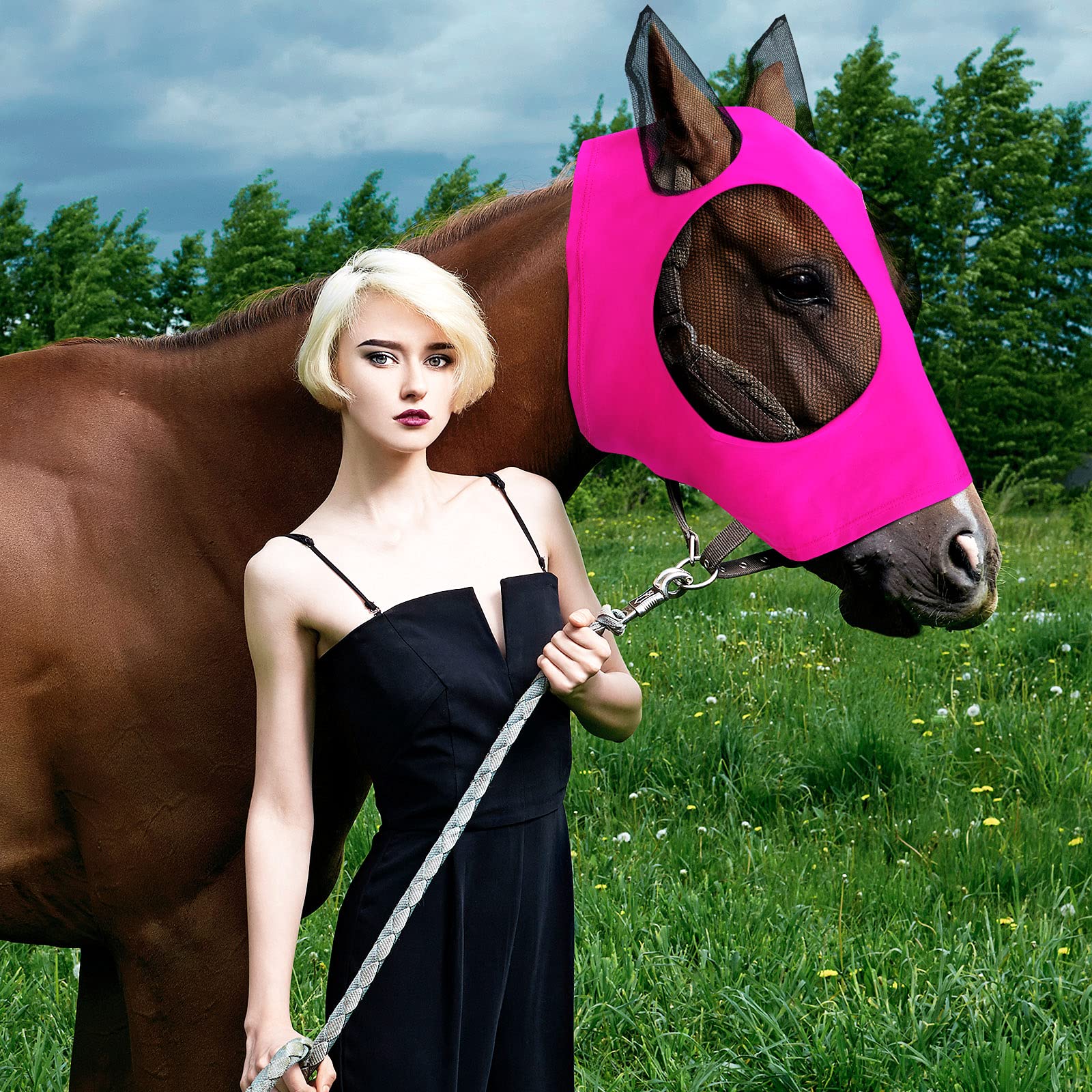 Weewooday máscara para caballos, ajuste elástico, fácil de colocar y cómodo.