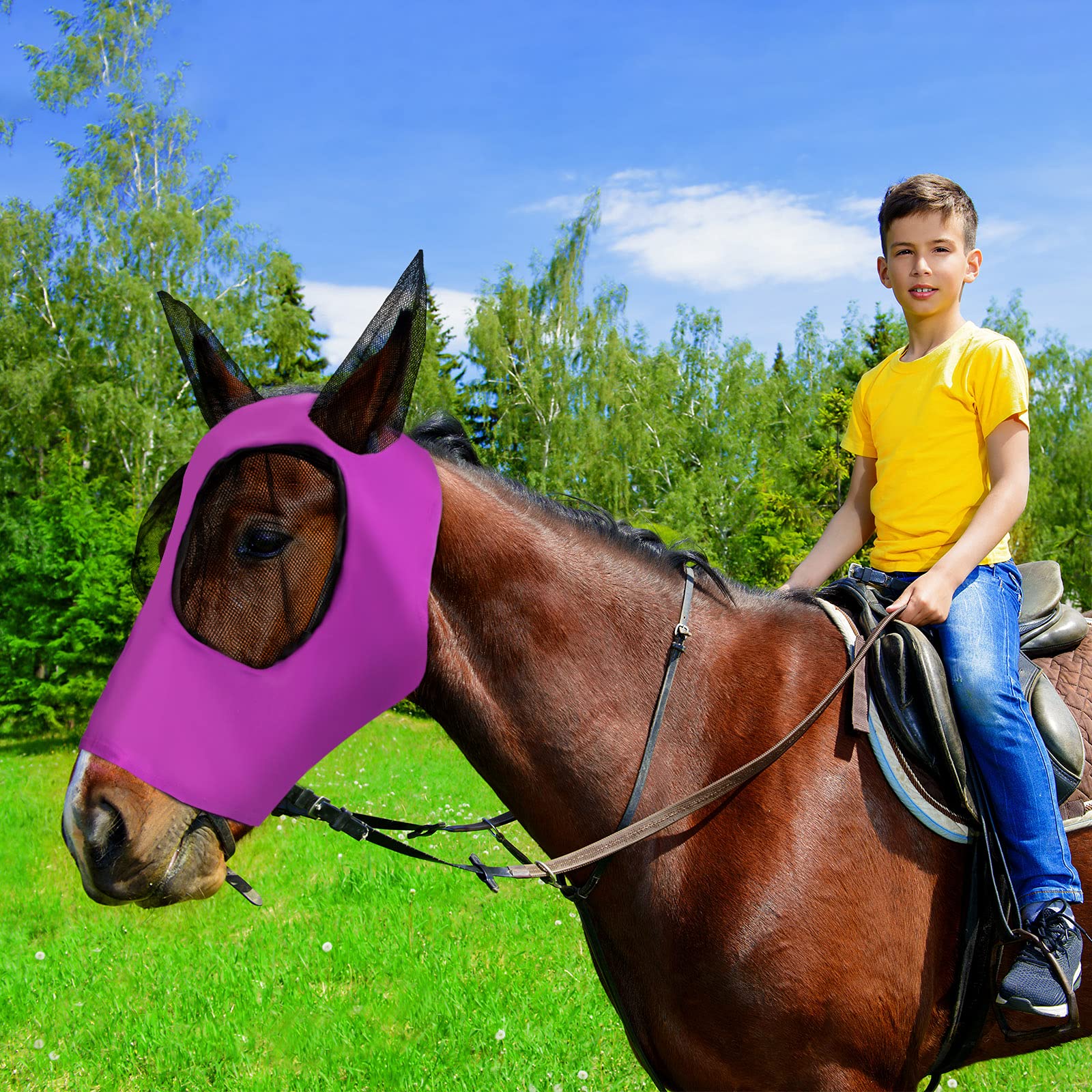 Weewooday máscara para caballos, protección UV, ideal para días soleados.