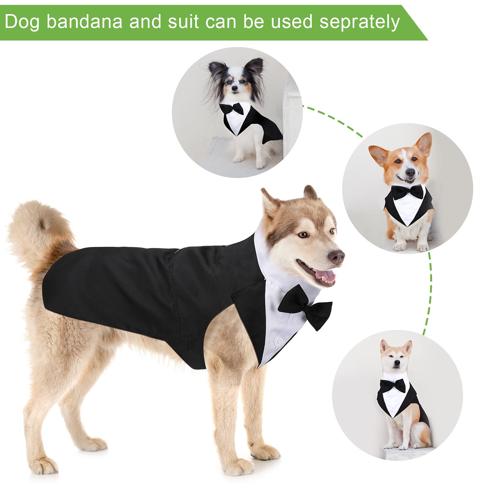 Weewooday esmoquin con lazo para perro, ideal para sesiones de fotos.
