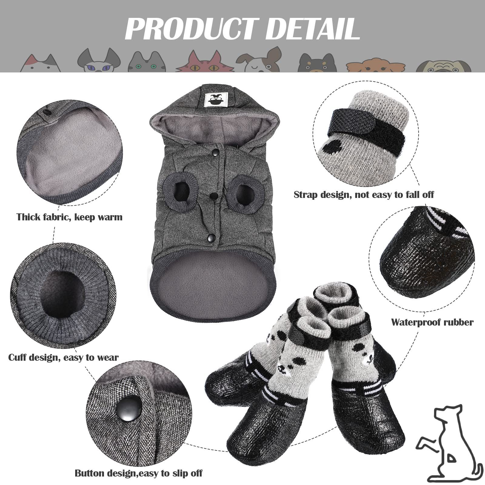 Weewooday zapatillas-patas para perro: antideslizantes en nieve.
