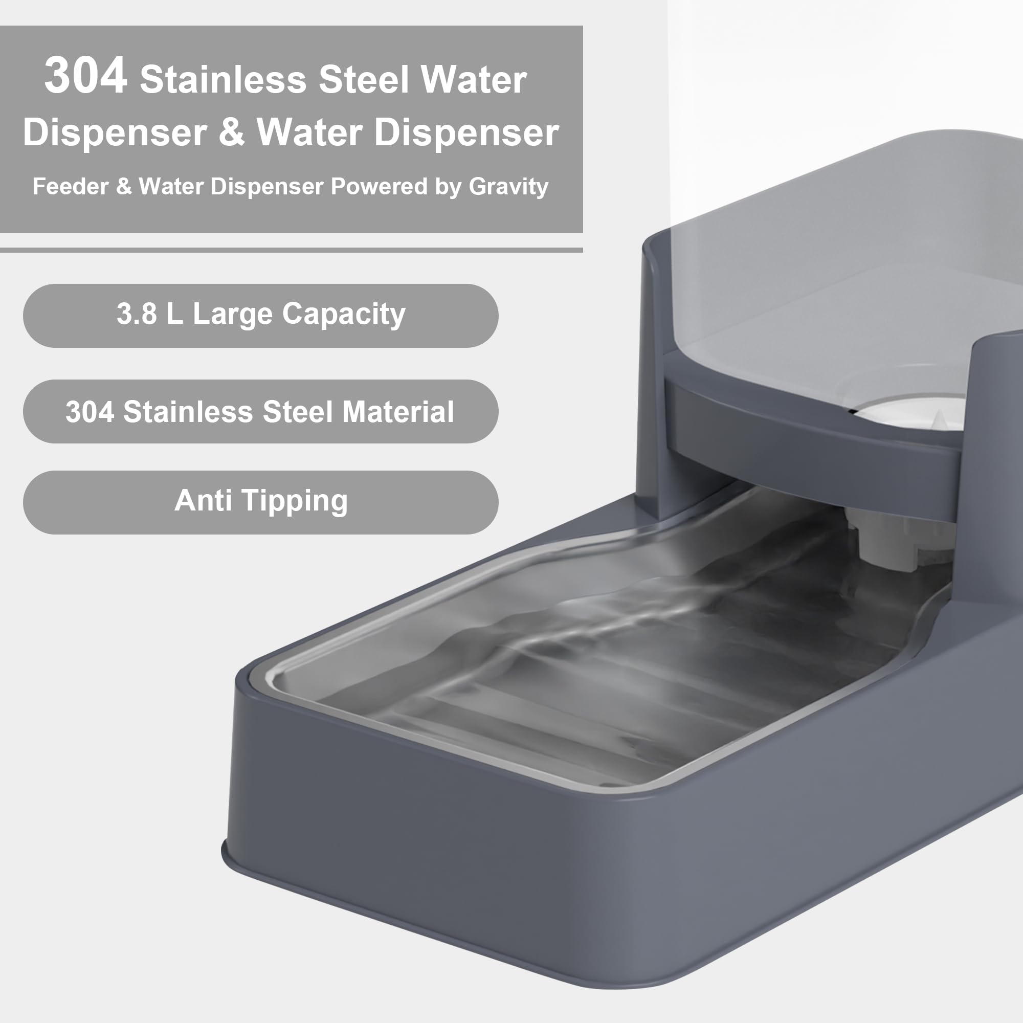 Cuenco de alimentación Wefeedy en acero inoxidable, resistente y fácil de limpiar.