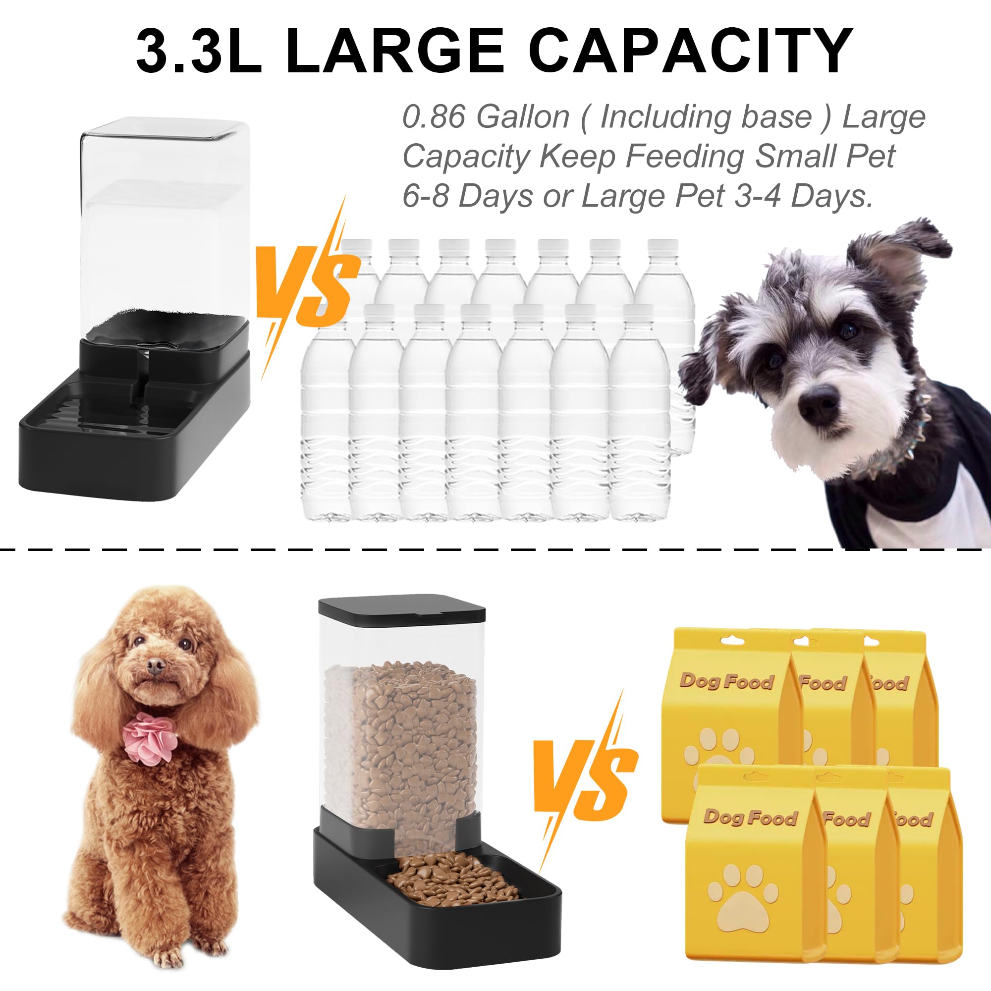 WeFeedy plato comida mascotas negro superficie estable para cada comida