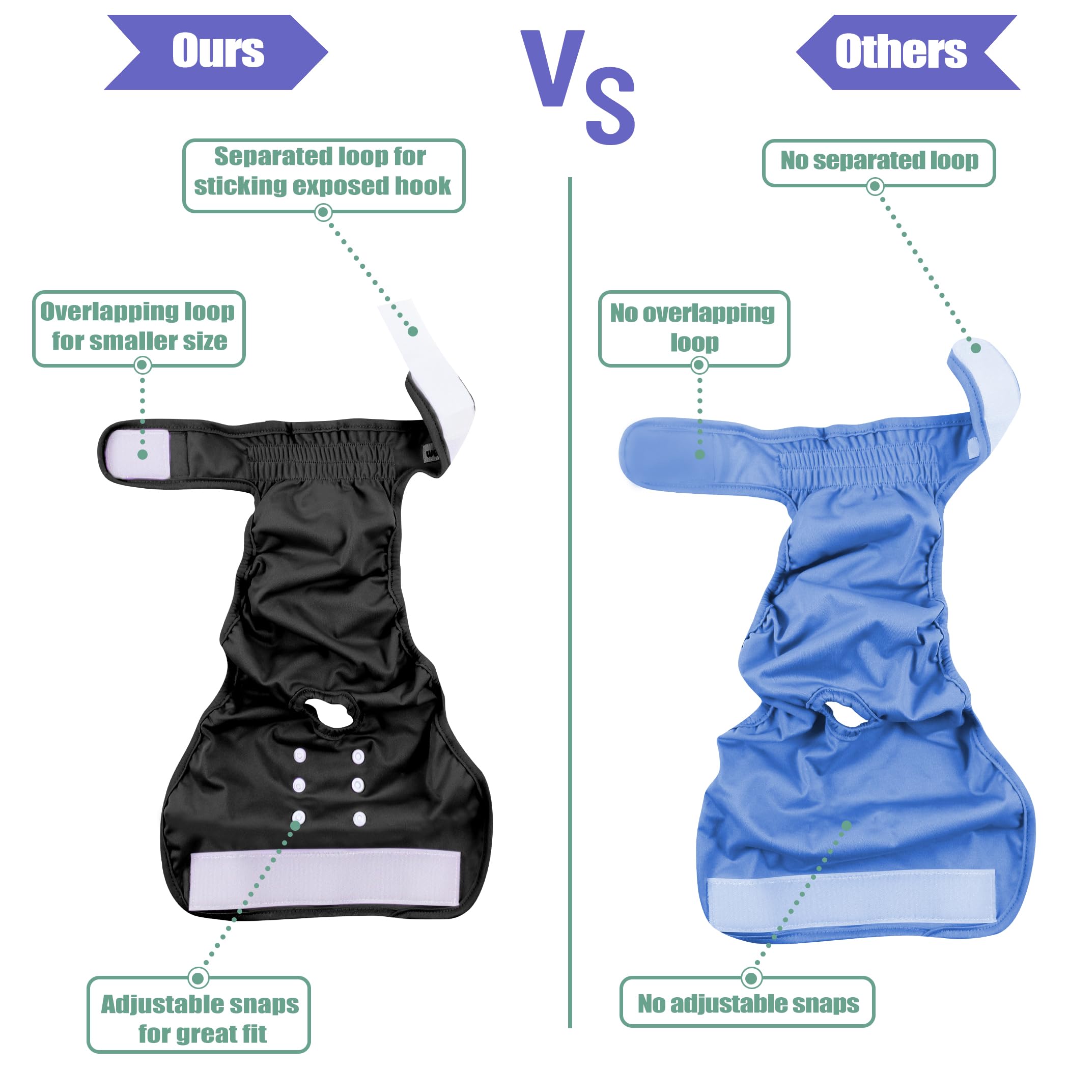 wegreeco pañales lavables con cierres de gancho y bucle para sujeción rápida