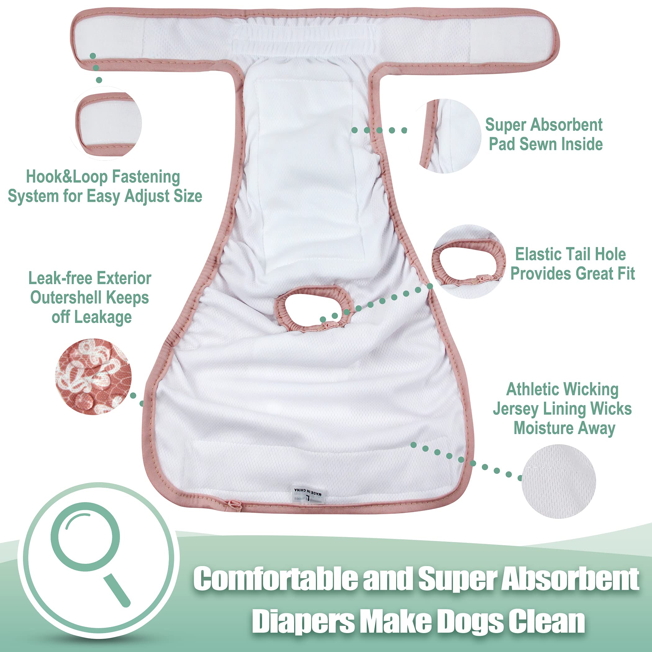 Pañales Wegreeco para perros, interior suave para mayor confort.
