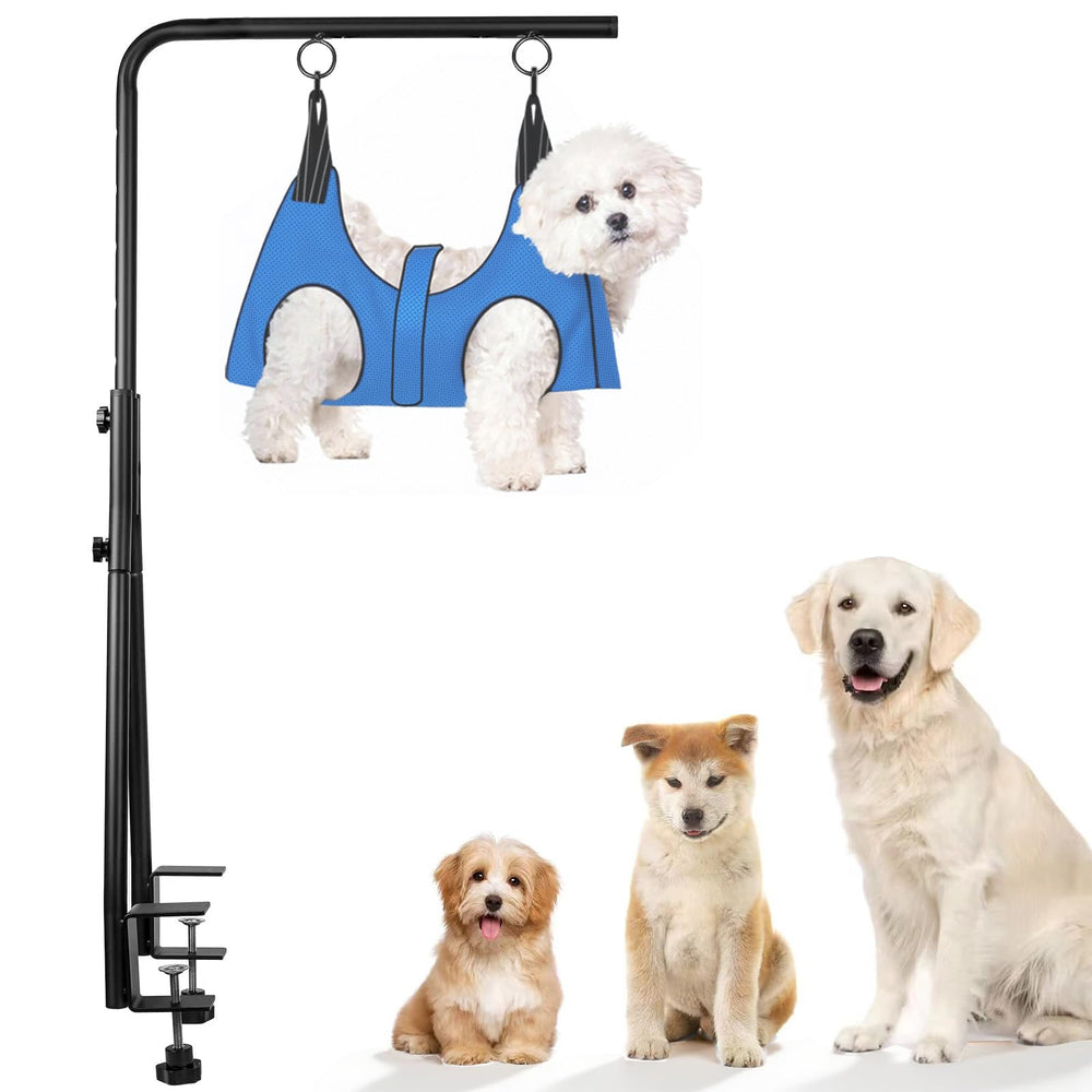 WeGXY Brazo de peluquería canina ajustable con 35 pulgadas y doble pinza para fijar.