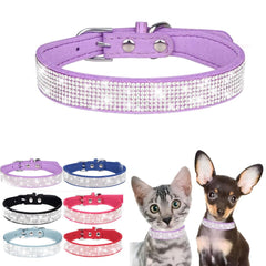 WeimoMonkey collar Bling para perro en purpura con diamantes, look elegante