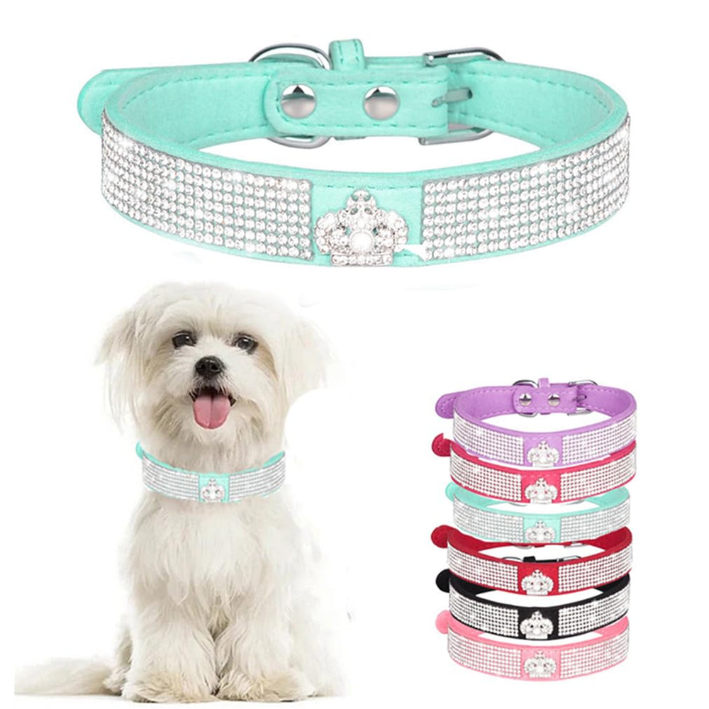 WeimoMonkey collar con cristales azules brillantes para mascotas pequeñas