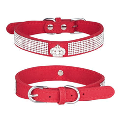 WeimoMonkey collar para gato XXS rojo brillo con piedras