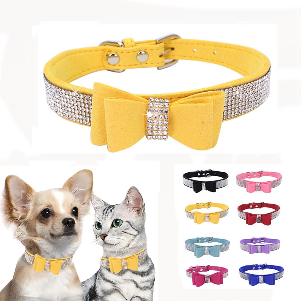 WeimoMonkey collar-perro-diamante-amarillo, ideal para paseos visibles y elegantes.