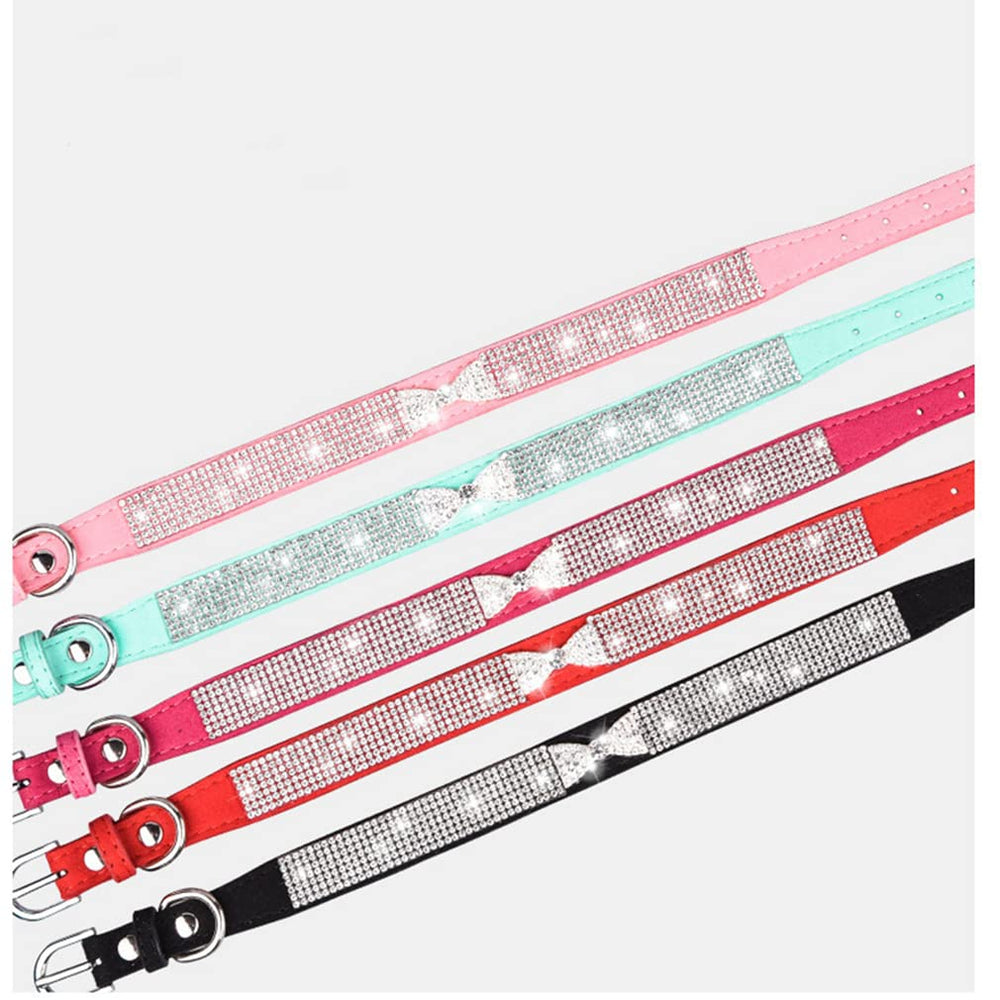 Collar rosa WeimoMonkey con brillo nocturno para paseos vespertinos.