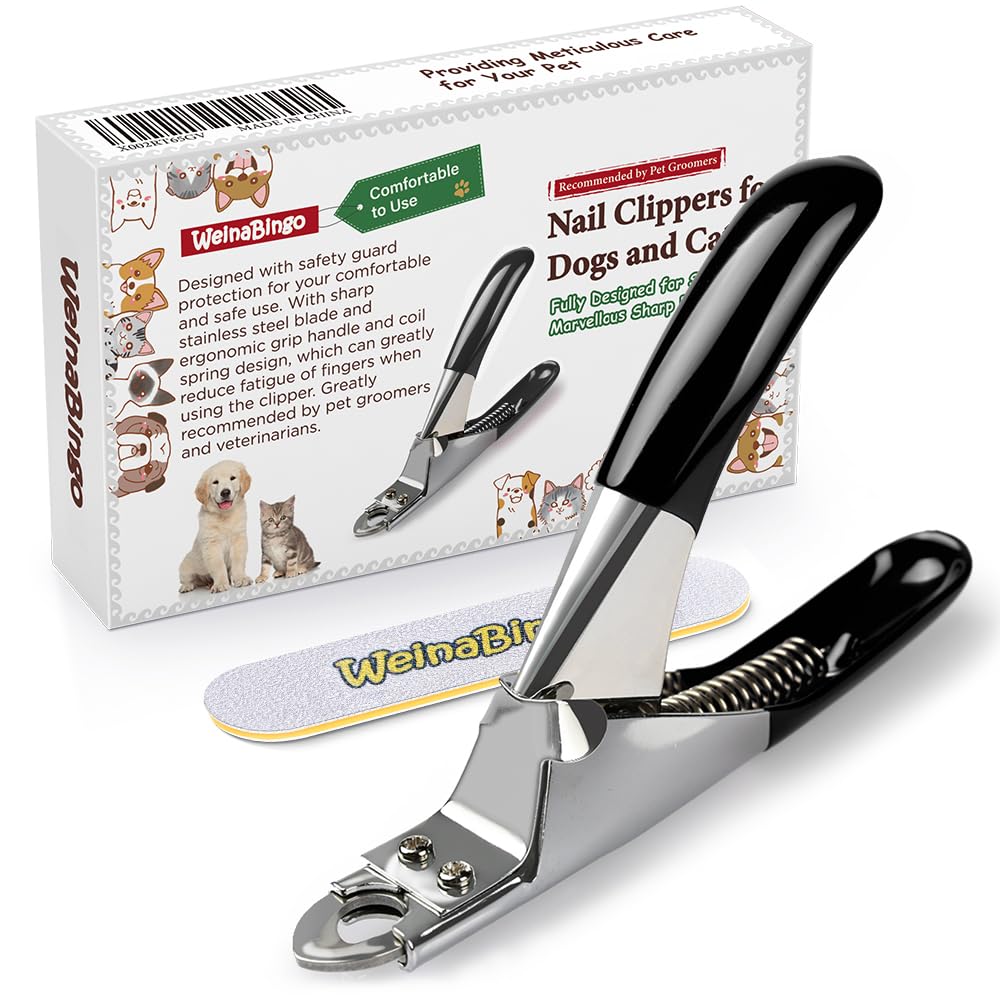 WeinaBingo cortauñas para perros y gatos con hoja de acero inoxidable para cortes precisos.