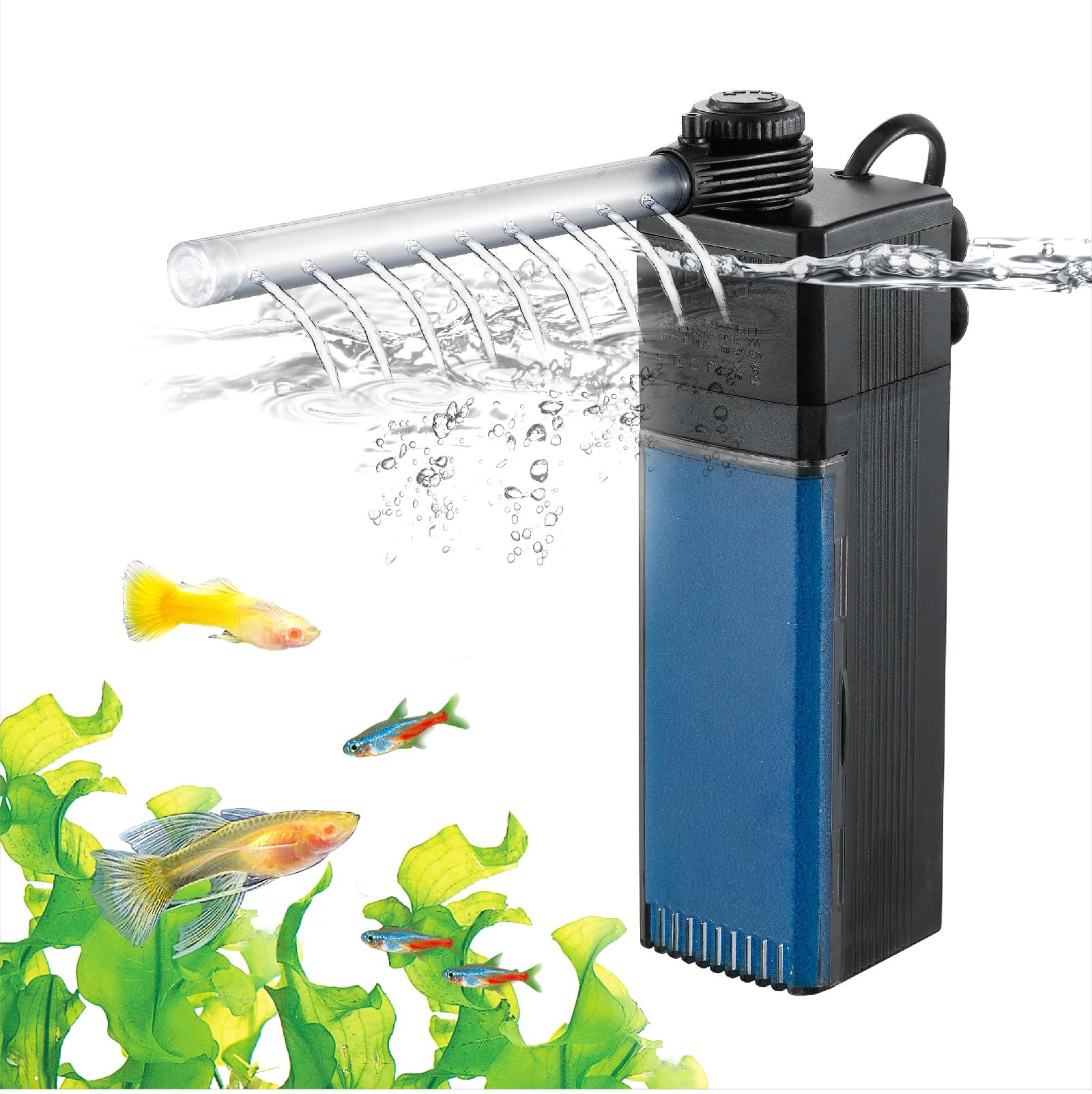 Weipro filtro interno para acuario con flujo ajustable para diferentes tamaños de tanque