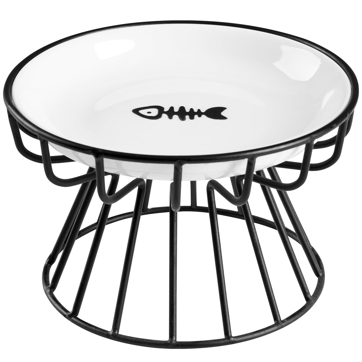 Wellbro comedero elevado para gatos, cerámica con base metálica, estable.