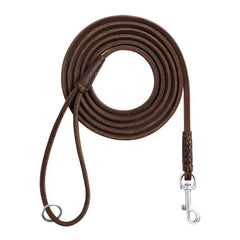 Wellbro correa de cuero genuino 6 ft delgada para perros pequeños y paseos confortables.