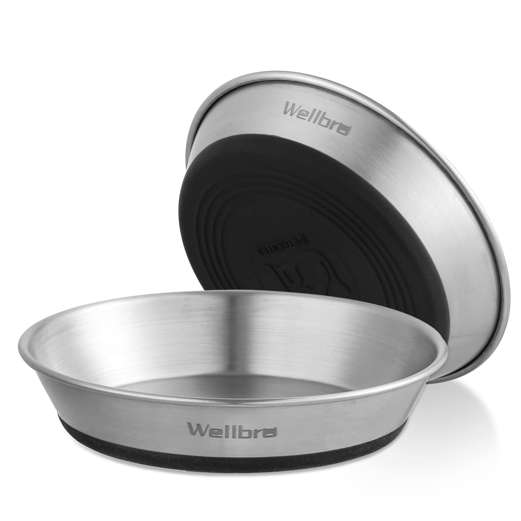 Wellbro plato de gatos en acero inoxidable para comida, cómodo para bigotes.