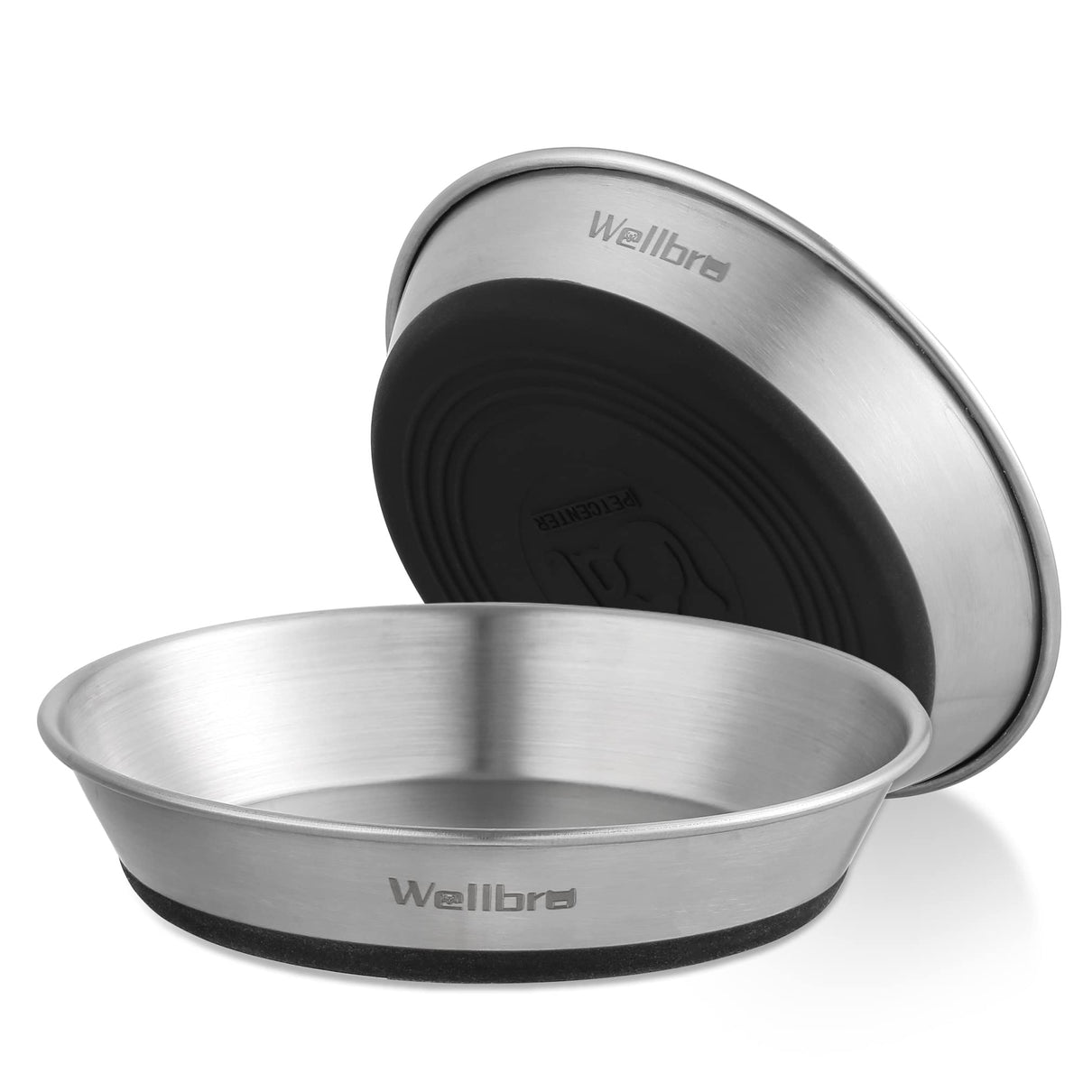 Wellbro plato de gatos en acero inoxidable para comida, cómodo para bigotes.