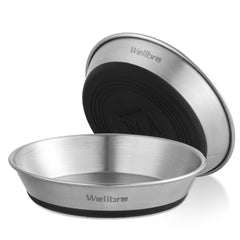Wellbro plato de gatos en acero inoxidable para comida, cómodo para bigotes.