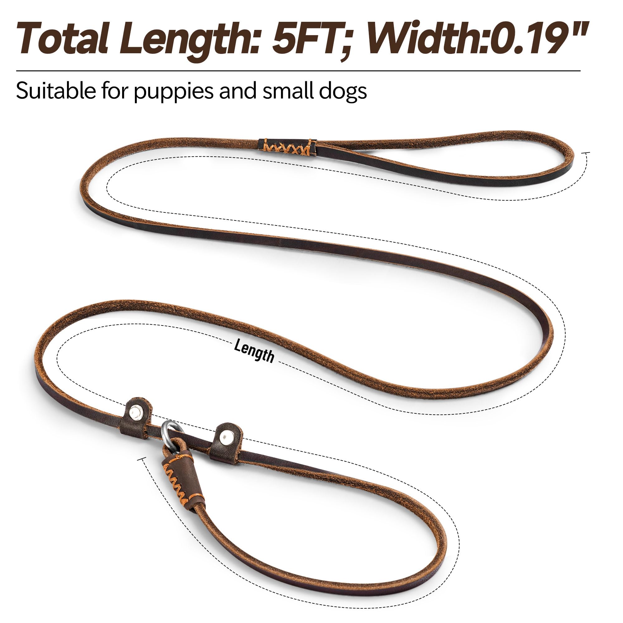 Wellbro medidas cinco pies de longitud y 0,5 cm de ancho para perros pequeños.
