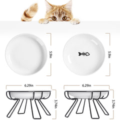 Wellbro plato cerámico anti-vómito para gato, ayuda a comer ordenadamente.