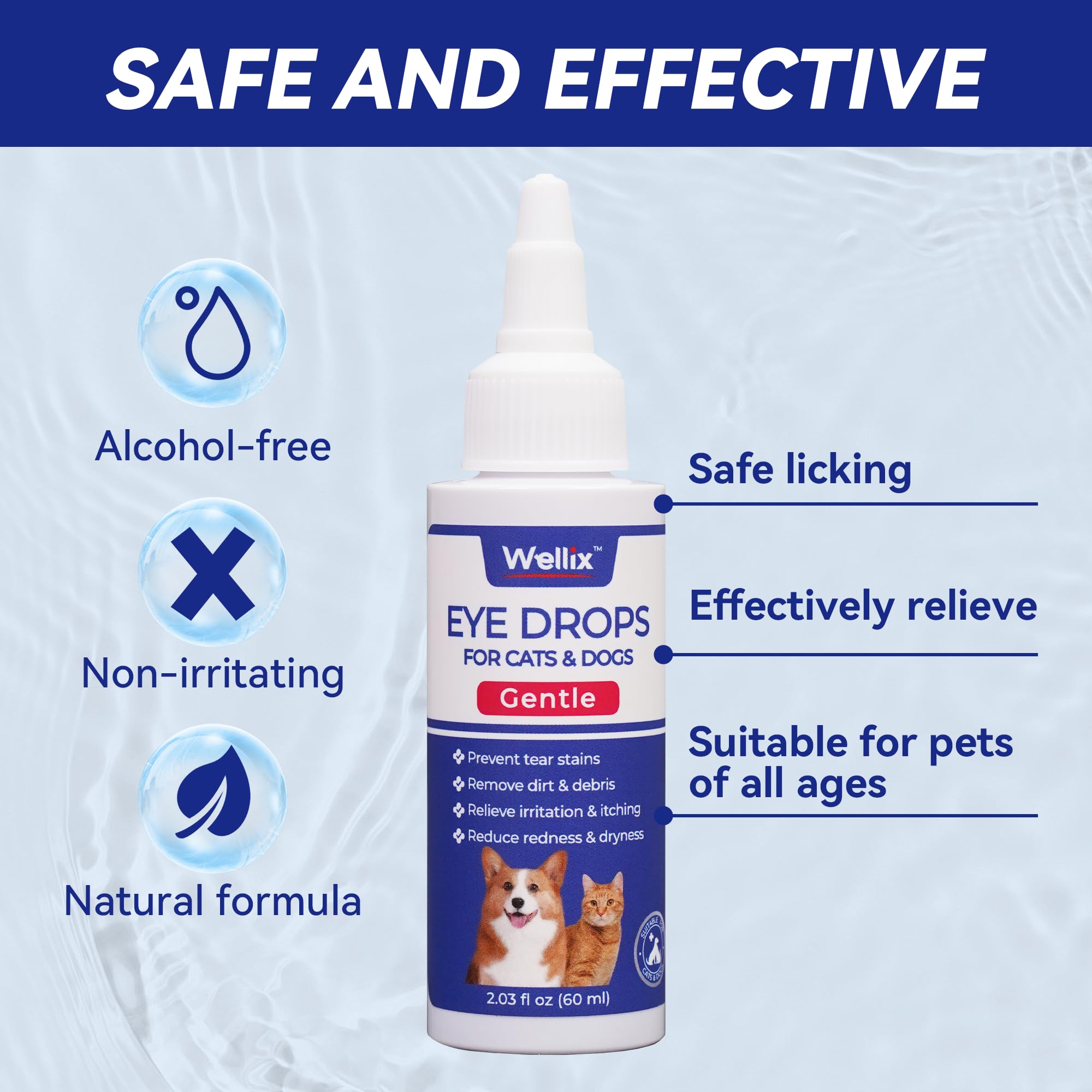 Wellix Gotas para ojos de perro: brillo renovado alrededor del contorno ocular.