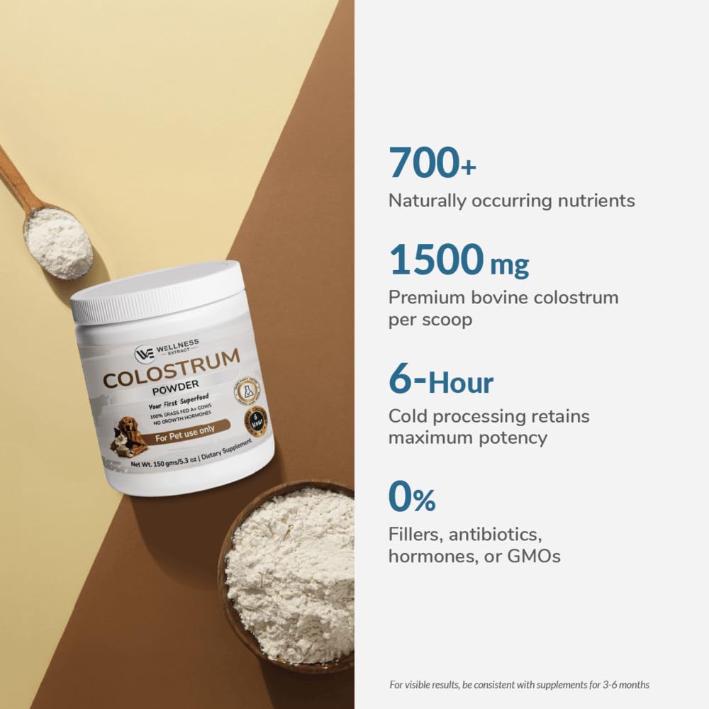 Wellness Extract etiqueta colostro bovino, control de calidad visible