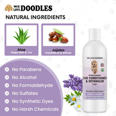 We Love Doodles Desenredado con cepillo, cabello suave al cepillar.