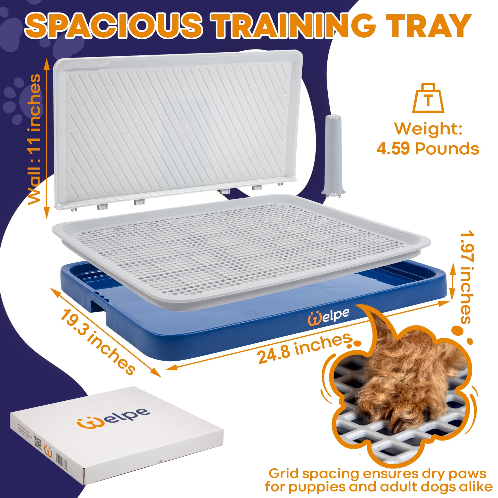 Welpe soporte para almohadilla absorbente mantiene patas secas y pisos limpios.