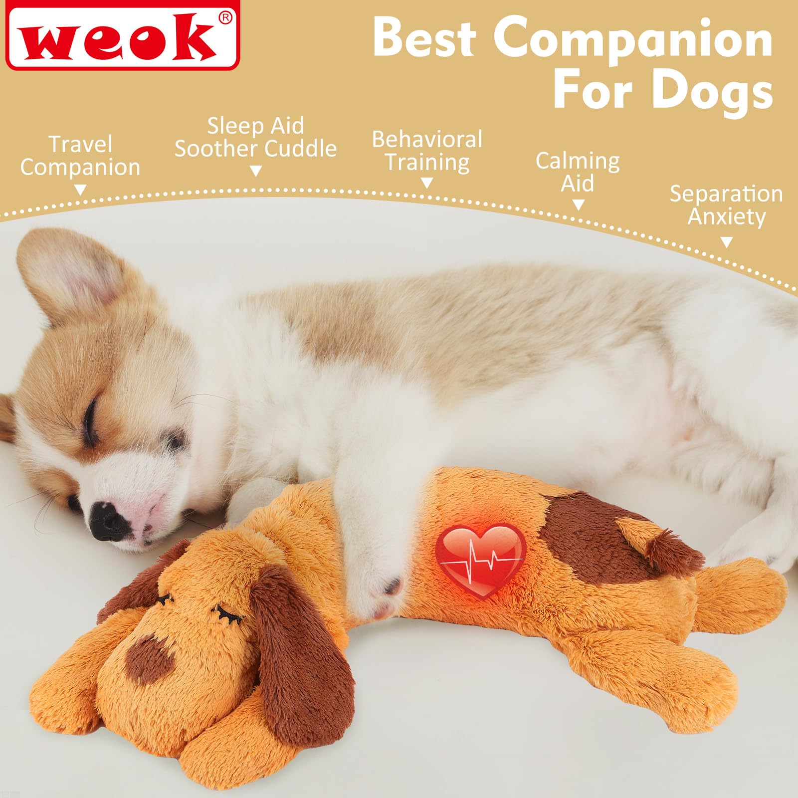WEOK peluche compañero para perros y gatos, calma durante momentos de ansiedad
