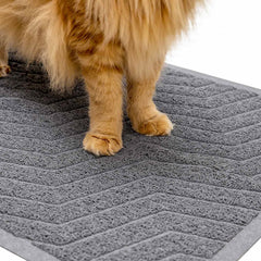 WePet alfombrilla arenero gato frente, evita salpicaduras y mantiene el suelo limpio.