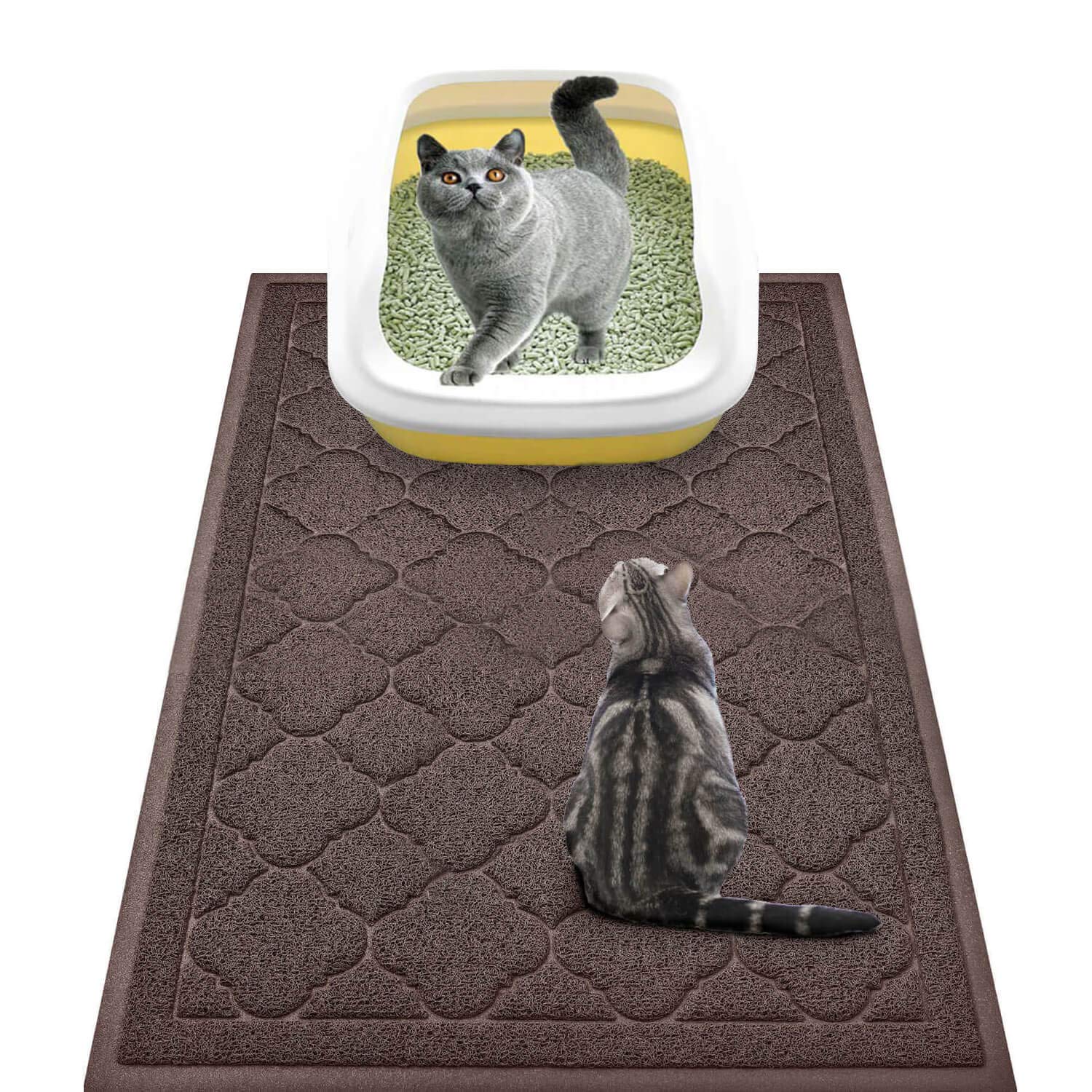 WePet alfombrilla para caja de arena gatos grande marrón protege el suelo