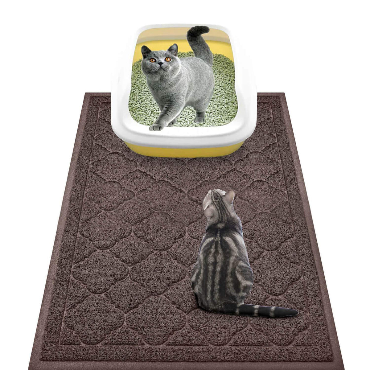 WePet alfombrilla para caja de arena gatos grande marrón protege el suelo