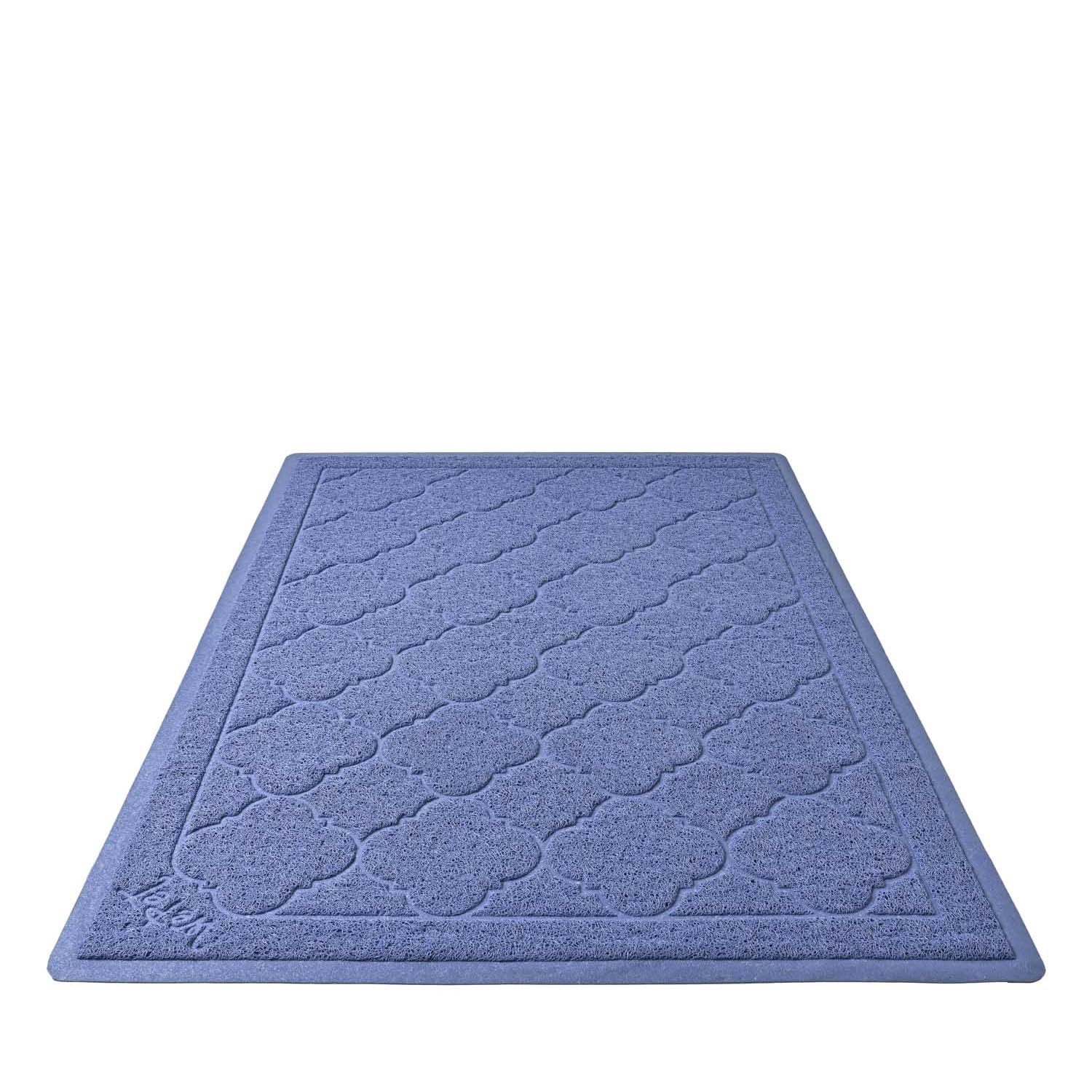 Alfombrilla WePet para caja de arena de gatos azul cielo, retiene arena y facilita la limpieza.