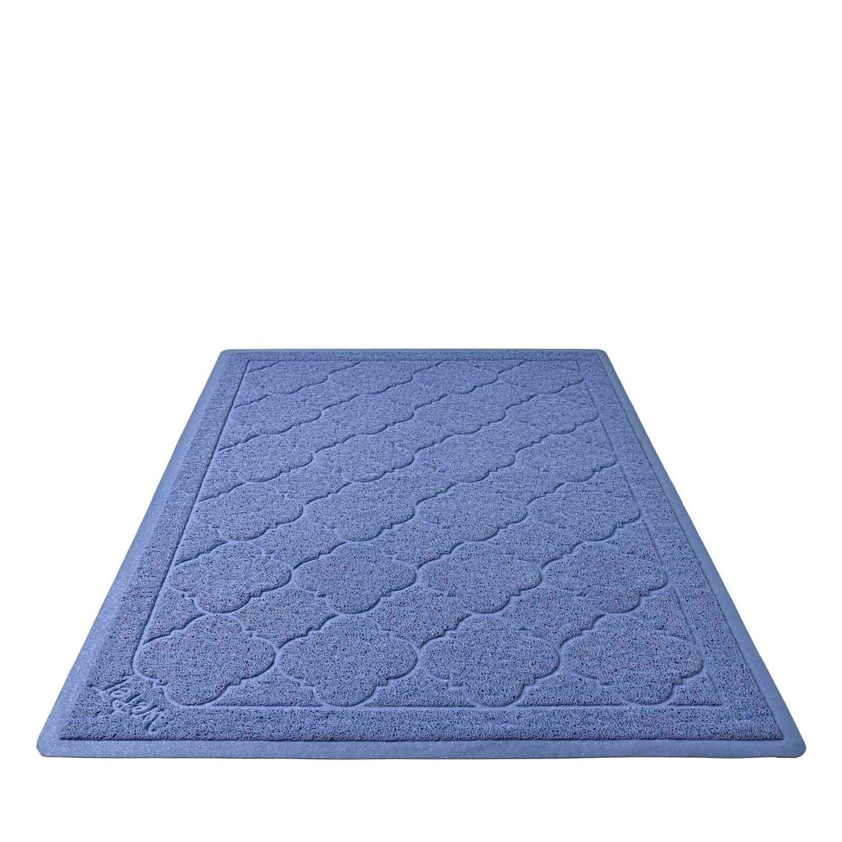 Alfombrilla WePet para caja de arena de gatos azul cielo, retiene arena y facilita la limpieza.