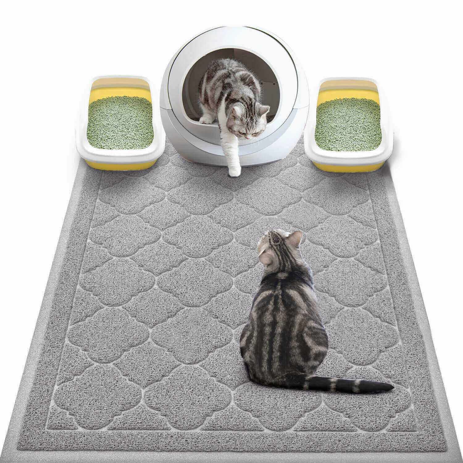 WePet alfombrilla para caja de arena, vista superior, atrapa la arena y protege el suelo.