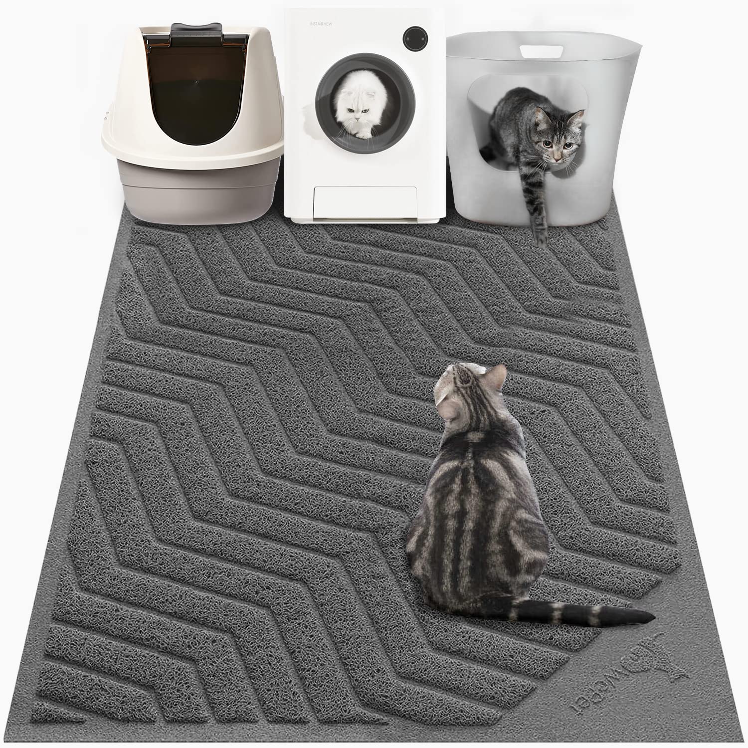 WePet alfombrilla para caja de arena, XXL, gris, captura la arena y facilita la limpieza.