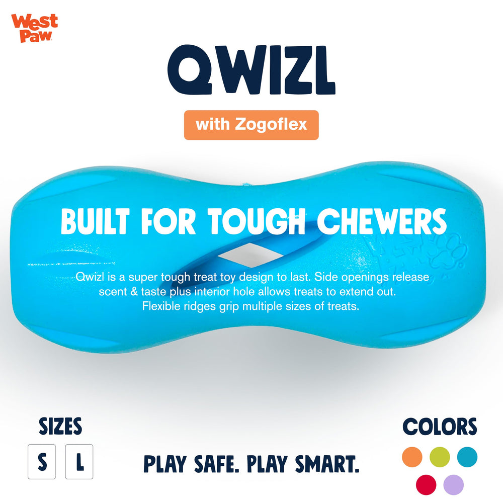 West Paw Qwizl Aqua con colores brillantes para localizarlo fácilmente