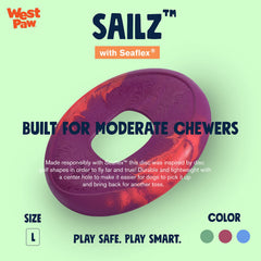 West Paw Seaflex Sailz, juguete para perros mordedores moderados durante la diversión.