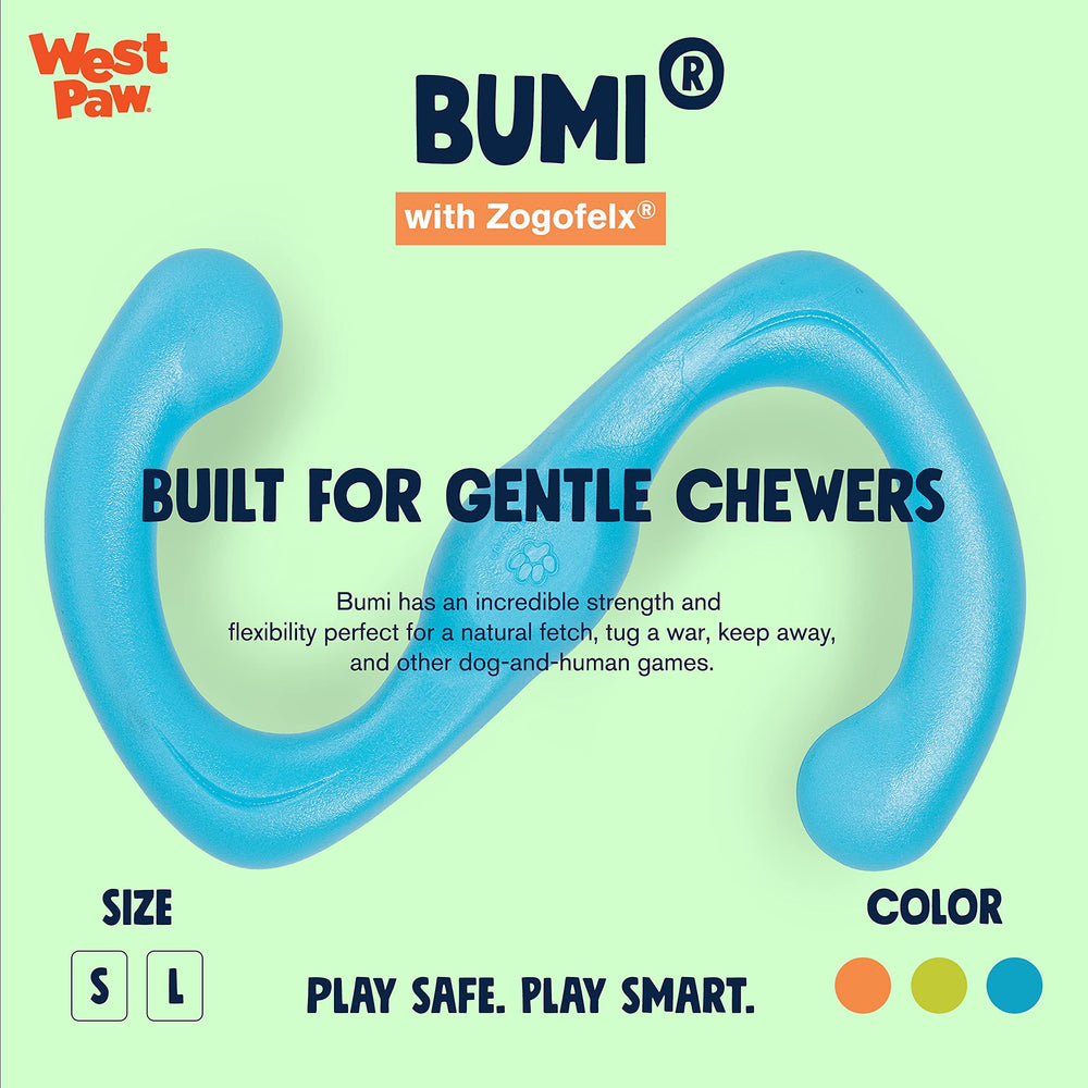 WEST PAW Zogoflex Bumi, juguete interactivo para dos perros azul, ideal para juego compartido.