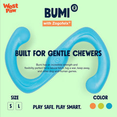 WEST PAW Zogoflex Bumi, juguete interactivo para dos perros azul, ideal para juego compartido.