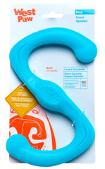 WEST PAW Zogoflex Bumi, juguete tira en forma S azul, ideal para juegos de recuperar.
