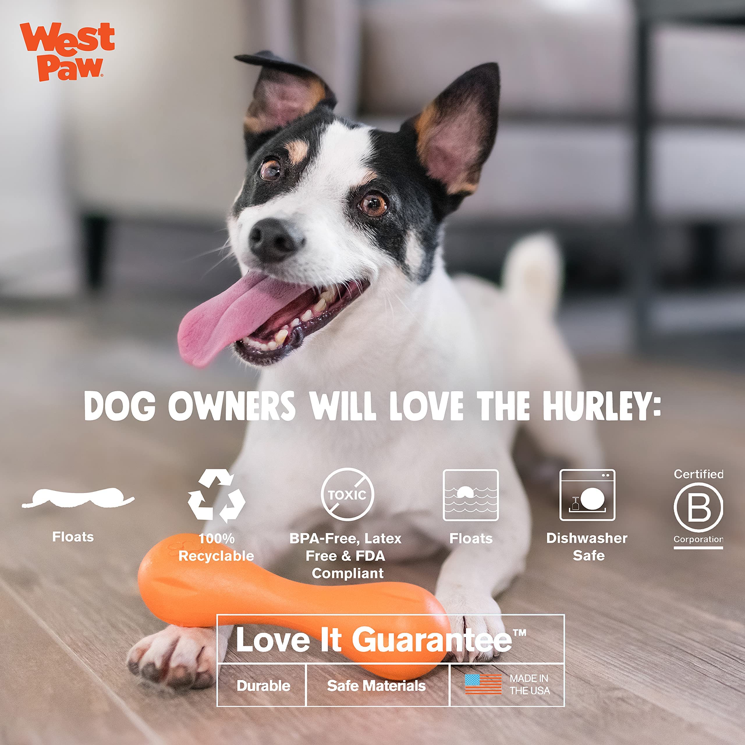 WEST PAW Zogoflex Hurley, hueso seguro y no tóxico para perros con mordidas fuertes.