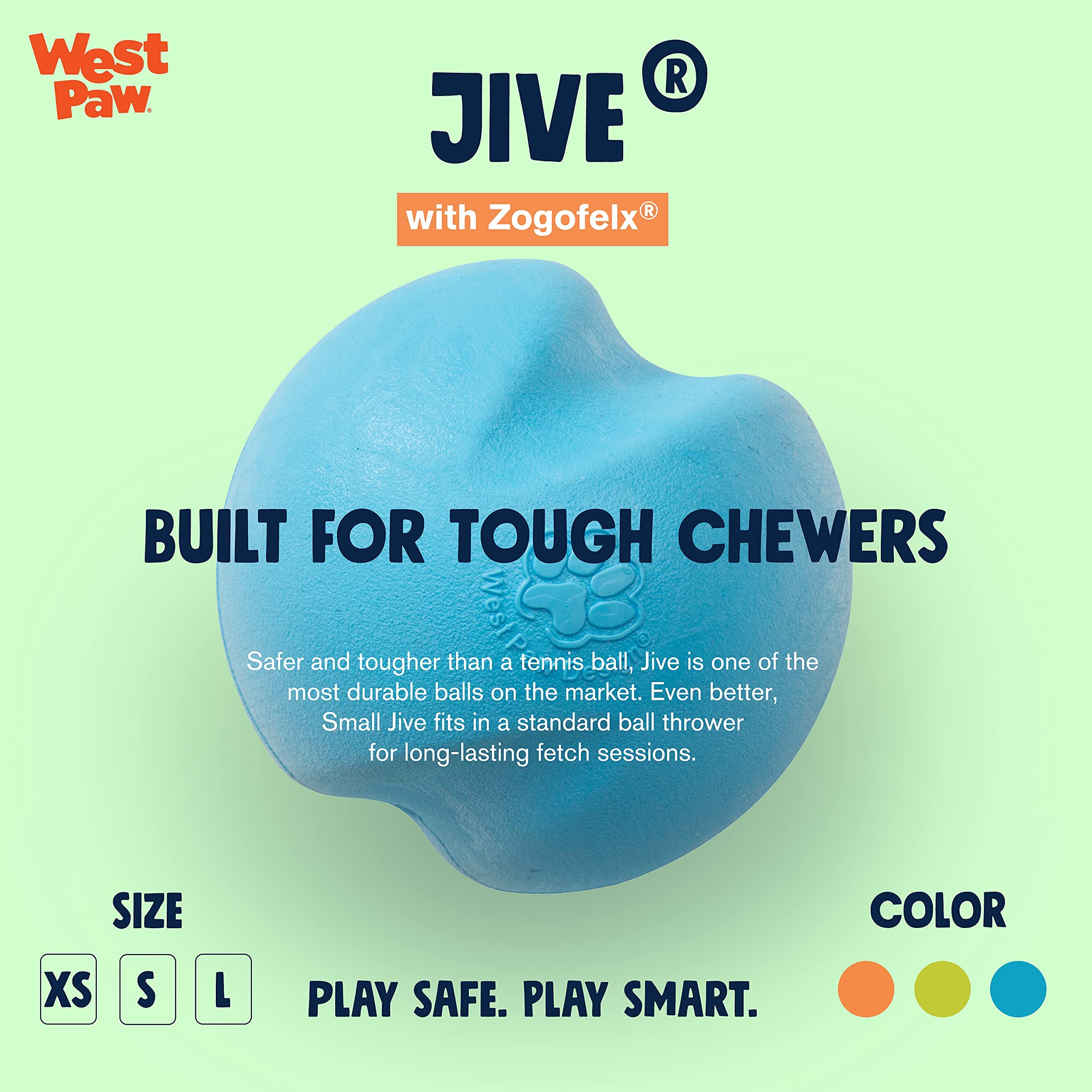 WEST PAW Jive Ball: bola que rebota, perfecta para sesiones de juego dinámico.